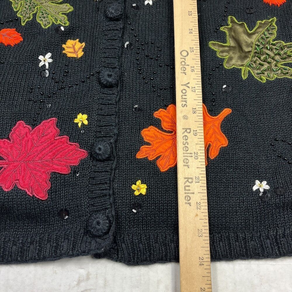 Basic Editions Embroidered Sweater Vest Fall Leaf… - image 6